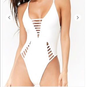 Cut out white one piece swim